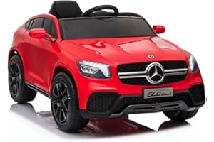 Macchina Elettrica Per Bambini Mercedes GLC Coupè Full Optional Auto Elettrica Per Bambini Telecomandata Pelle Porte Apribili Doppio Motore Elettrico 12V Carico 25 Kg TOYSCAR - rossa
