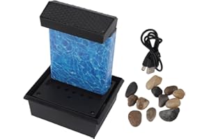 BEUFEE Fuente de Agua de Mesa, Fuente de Cascada Fuentes de Agua para Interiores Espectáculo de Luces de Cascada para Interiores Fuente de Escritorio USB con Luces LED para decoración