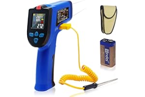 KETOTEK Termómetro Infrarrojo Pistola de Temperatura Doble Láser Sin Contacto -50~550 °C (-58~1022 ℉) con Color LCD K Tipo Te