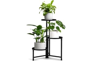 FARYODI Blomställ 3-stegs metall, växtstativ metall och växttrappa utomhus inomhus, 25 cm växtbord horn blomtrappa för vardag
