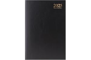 QUICKDRAW 2025 A4 Week To View Diary - Full Year Hardback WTV Casebound Planner - for Home Office School & Work (Black)