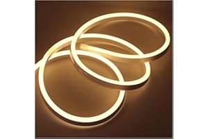 GQL 1m Warm White Flexible NEON Light, 220V SMD 2835 120 LED Strip Light Kit (IP65 Waterproof) with UK Plug Power Supply for Home Garden Bar Decoration