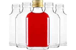 SUPERBUTELKI.PL Elegante y moderno, mini botellas de licor, pequeñas botellas de cristal con tapón de rosca, botellas de bolsillo, botellas de cristal para zumos y bebidas con alto porcentaje