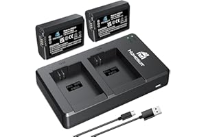 Homesuit NP-FW50 akumulator 1300 mAh i USB LED Dual ładowarka zestaw do Sony ZV-E10 A6000 A6300 A6400 A6500 A5100 A5000 A7 A7II A7R A7RII A7SII A55 RX10 II III IV kamera (2 sztuki Opakowanie zawiera:
