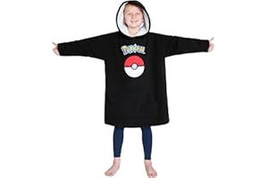 Pokémon Sweats à Capuche Garçon Pull Plaid Enfant Poncho Plaid Oversize en Polaire Pikachu Enfant Ado Taille Unique