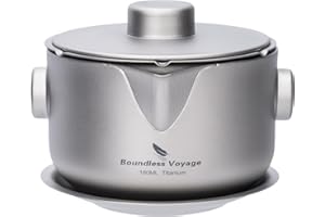 Boundless Voyage Teiera in titanio a doppio strato con coperchio filtro, ultra leggera, anti-scottatura, tazza da caffè, per campeggio, viaggi, ufficio (Ti3136D-Teiera)