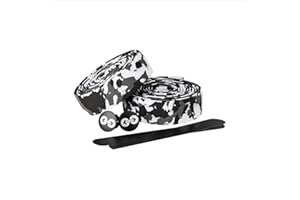 URBAN ZWEIRAD Resistente Nastro per Il Manubrio della Bici - Camo Nero Bianco - Inclusi Tappi di Chiusura e Strisce adesive - Super Antiscivolo e Facile da Applicare - 200cm x 3cm (Camo Nero Bianco)