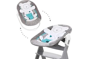 hauck Transat Bebe Alpha Bouncer 2en1 Compatible Chaise Haute Bébé Alpha+ et Beta+, Également Balancelle, de la Naissance à 9 kg, Coussin Nouveau Né, Hearts Grey