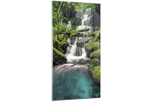 ARTTOR Moderne Impression sur Verre 55x100cm Image Tableau en Verre Decoration Murale parco cascata acqua Grand Tableaux Decoratifs Muraux Chambre Cuisine Vertical Deco Salon Art Wall Decor GPA55x100-3754