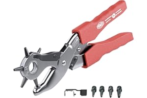 FAMEX WERKZEUGE FAMEX 3525 Profi Revolverlochzange - mit Hebelunterstützung ca. 70% Kraftersparnis - Lochzange für Leder uvm. - Erweiterungsset und Wechsler