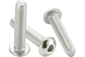 AMLOOPH M5 Bolts, M5 X 30mm Hex Socket Button Head Machine Bolts/Screws - 5mm Fully Threaded A2 304 Stainless Steel Hex Long Socket Screws (Pack Of 20)