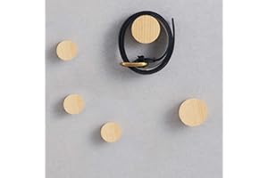 Gumiho Appendiabiti in legno a pois, confezione da 5 grucce naturali da parete per vestiti, sciarpe, cappelli e borse, portasciugamani, decorazione per camera da letto, confezione da 2 pezzi di grandi
