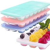 3 Packs Eiswürfelschale, Silikon Eiswürfelform mit Deckel, LFGB Zertifiziert BPA frei Silikon Eis Cube Formen Babynahrung, We