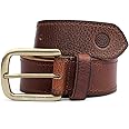 Bacca Bucci® Men's Casual Genuine Leather one Row Stitch Jeans Belt 40 MM Wide 4 MM Thick Alloy Prong Buckle for Casual wear-Bourbon Brown