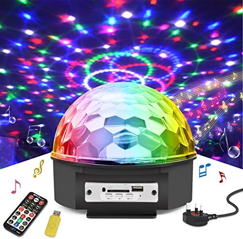 Disco Lights for Karaoke DJ Stage Led Strobe Party Projector Ball Lights by Jomst Sound Activated Color Rotating for christmas KTV Birthday Party Weddings（with Remote+Music player）