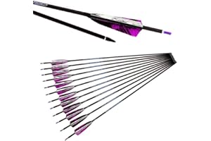 ACCMOS ID 6,2 mm Jagdpfeile Spine 250 300 340 400 500 600 700 800 27-33 Zoll 4" Tarnfarbe Lila Weiß Truthahnfeder für Compound Bogen Recurve Bogen Bogenschießen 12 Stück