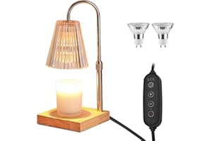 Woeau Candle Warmer Lamp with Dimmer - Electric Candle Lamp with Timer for Jar Candles Scented Candles, Plug-in Wax Warmer Lamp for Home & Office with 2 Bulb (Champagne)
