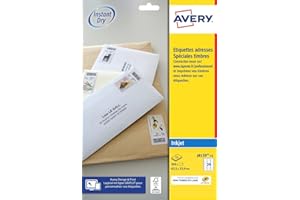 Avery Étiquettes Autocollantes Blanches 360 Pièces 63,5x33,9 mm J8159-15 - Feuille A4, Imprimante Jet d'Encre, Format Compact, Papier FSC, Compatible Mon Timbre en Ligne
