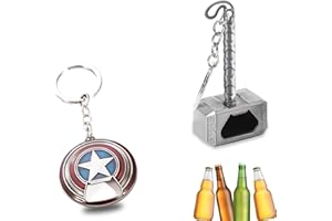 Thor Hammer Abrebotellas, Llavero de Escudo Del Capitán América, Ubephant Abridor de Botellas Con Martillo de Thor de Los Vengadores Llavero, para Bar Fiesta, Barbacoa, Camping, Cerveza y Familias