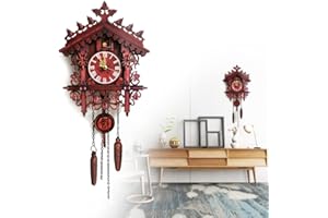 SHZICMY Elegante reloj de cuco vintage, reloj de cuco, reloj de pared de madera, para habitación infantil, decoración del hogar