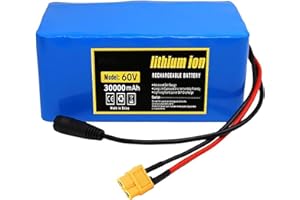 SCUUZT 60V 30Ah E-Bike Battery,60V 30AH Electric Bicycle Battery with BMS Protection Board with Charger Lithium Battery Pack for 200W 350W 500W 750W 800W 900W 1000W Motors