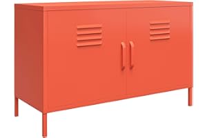 DHP FURNITURE DHP Cache 2 Door Metal Locker Accent Cabinet Orange