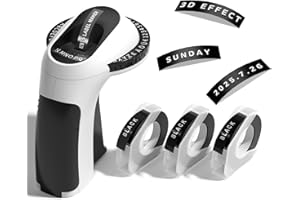 Phomemo Embossing Label Maker,Embossed Label Maker Machine with Tape,E975 Emboss Label Makers 3D Labeller,Vintage Label Printers for Home Use,Office and DIY with 3pcs Black Tape 9mm