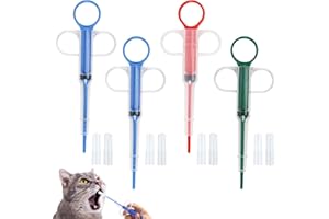 Tcnzdy 4 Stücke Tabletteneingeber Katze, Futterspritze Katze, Einfaches und Sicheres Verabreichen Haustier Medikamenten Spritze, Pet Pusher Spritze Tabletteneingeber für Katzen Kleine Hunde