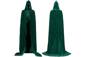 cykapu Halloween Cloak, Full Length Unisex Hooded Cape Grim Reaper Costume with Velvet, Fancy Long Cape Apparel for Christmas, Cosplay, Vampire Party, Masquerade
