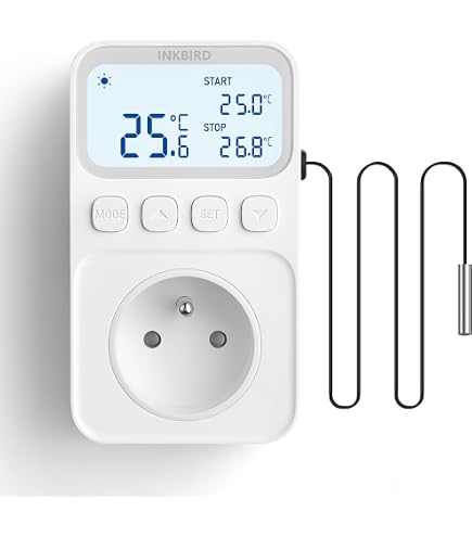 Thermostat Prise Numérique Chauffage/Refroidissement Avec Sonde -40°C à 120°C