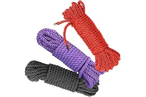 Wanfoou 3-pack 8 mm mjukt sidenrep, mjukt sidenrep, hudvänligt tvinnat trim, repdekor, blå (svart och blå