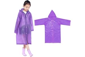 Cozlly Impermeabile per Bambini, Pioggia Poncho Bambini, Mantella Antipioggia Bambino, Cappotto Pioggia da Manica Lunga con Cappuccio, Poncho Antipioggia EVA per Scuola Campeggio Ciclismo All'aperto
