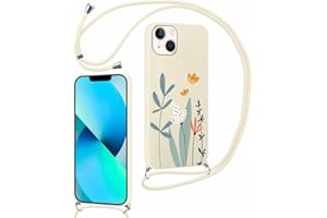 Yoedge Handykette Handyhülle für iPhone 13 Mini Hülle mit Band Kette 5,4", Necklace Schutzhülle mit Kordel zum Umhängen TPU Stoßfest Silikon Case mit Aesthetic Muster für iPhone 13 Mini, Floret