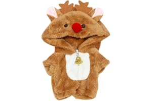 niannyyhouse Ropa de muñeca de felpa de 10 cm, diseño de ciervo, dinosaurio, tiburón, enterizo suelto, suave y de peluche, accesorios de vestir (marrón)