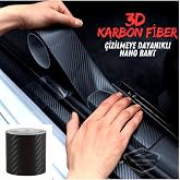Ş&uuml;sCarOto Aksesuar Ara&ccedil; İ&ccedil;i 3D Siyah Karbon Kapı Eşik Bandı Arka Tampon Eşiği Koruma Folyosu Yapışkanlı İthal 5 Metre