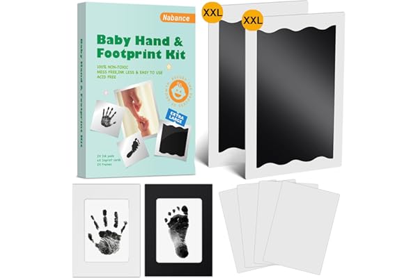 Nabance Kit Empreinte Bebe 2pcs Grande Taille Empreintes Bébé Kit Empreinte Chien kit Empreinte Pieds et Mains Bébé Empreinte Chat avec 2 Cadres Photo pour Chien Chat Souvenirs de famille