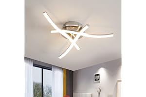 SEAMOON Lámpara de techo LED 20W, lampara led techo moderno 4000K Luz blanca natural, 2000lm Plafones de techo de diseño curvo para salón dormitorio escalera pasillo [Clase de eficiencia energética E]