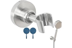 VIOLOTORIS Adjustable Shower Head Holders, Stainless Steel Shower Bracket with 2pcs Wall Hooks, 360° Angle Adjustable Shower Holder Come with Install Screws