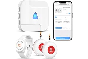 Appareil d'Alarme Chunhee pour Personnes Âgées - Système Adapté aux Personnes Âgées, Handicapées et aux Personnes en Difficulté de Mobilité. Bracelet d'Alarme pour Usage Domestique