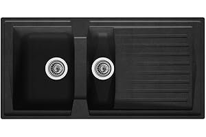 Liquida AR15BL 1.5 Bowl Composite Reversible Inset Black Kitchen Sink with Waste