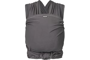Hoppediz Elastisches Baby-Tragetuch - für Neugeborene ab Geburt (2-9 kg) - aus kbA-Baumwolle - Anthrazit 4,60 m