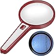 NZQXJXZ Magnifying Glass With Light, Handheld Large Magnifier 10X Magnification with LEDs for Reading Small Prints, Book, Low Vision, Read Easily at Night