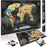 ¡SOLO LO MEJOR PARA TI! Mientras que otros MAPAMUNDIS PARA RASCAR son imposibles de rayar sin romperlos o simplemente llegan dañados con un empaque de mala calidad,el Mapas Wond3rland cuenta con un papel laminado superior, una CAPA DORADA de calidad superior que se puede rayar con facilidad y un completo Conjunto de Accesorios. Nuestro diseño ÚNICO se ACTUALIZA continuamente y nos aseguramos de que tu Mapa Rascable siempre llegue en condiciones PERFECTAS gracias al tubo y a la lámina PROTECTORES