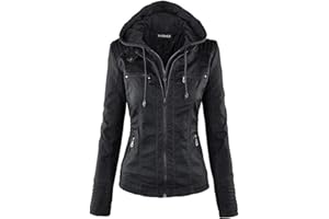 Newbestyle Jacke Damen Lederjacke Frauen Tops Kunstleder Mantel Casual Übergangsoberteil