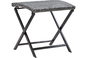 vidaXL Klapphocker Klappbar Hocker Gartenhocker Sitzhocker Gartenmöbel Rattanhocker Fußhocker Garten Terrasse Poly Rattan Grau 44x44x40cm