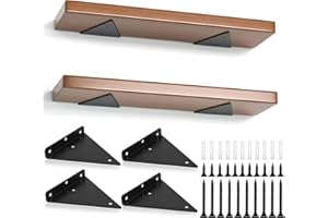 SENENQU Lot de 4 Support Etagere Triangle, 14CM Supports D'étagère Flottant en Fer, Support Étagère Mural en Métal Pour Étagères Ouvertes de Bricolage