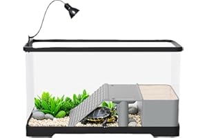 PORTOALEGRE Set completo di tartarughe per acquario, con illuminazione a LED, in acrilico, con piattaforma solare, rampa, terrario per tartarughe per ufficio, casa, 40 x 22 x 23 cm