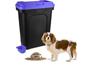 Trendi Pet Food Storage Container | Large 30L/15.5kg Plastic Storage Bin with Food Scoop & Flip-Top Locking Lid | Ideal for Storing Dog Treats, Dog Food, Cat Food & Kitten Supplies