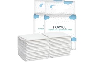 FORYEE Disposable Baby Changing Pads, 17 x 13 Inch Waterproof Pads, Soft Non-Woven Fabric, Breathable Changing Mat for Changing Table, White, Pack of 50