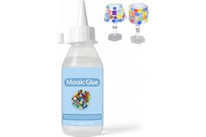 DINGSEN Mosaic Glue For Mosaic Tiles Arts And Crafts,Non-Toxic Fast-Acting,Waterproof Uv Resistant No-Drip Formula, Clear Bond For Diy Art (100ml)
